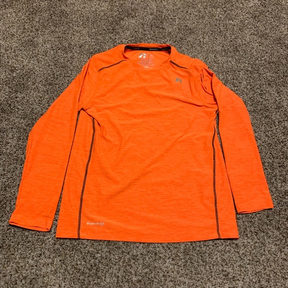 Russell Dry Power 360 Orange Long Sleeve Shirt - Picture 1 of 4